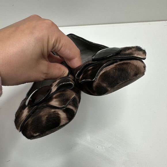 Stuart Weitzman Ponyhair Animal Print Flats With Bow Size 6.5 - Picture 10 of 15